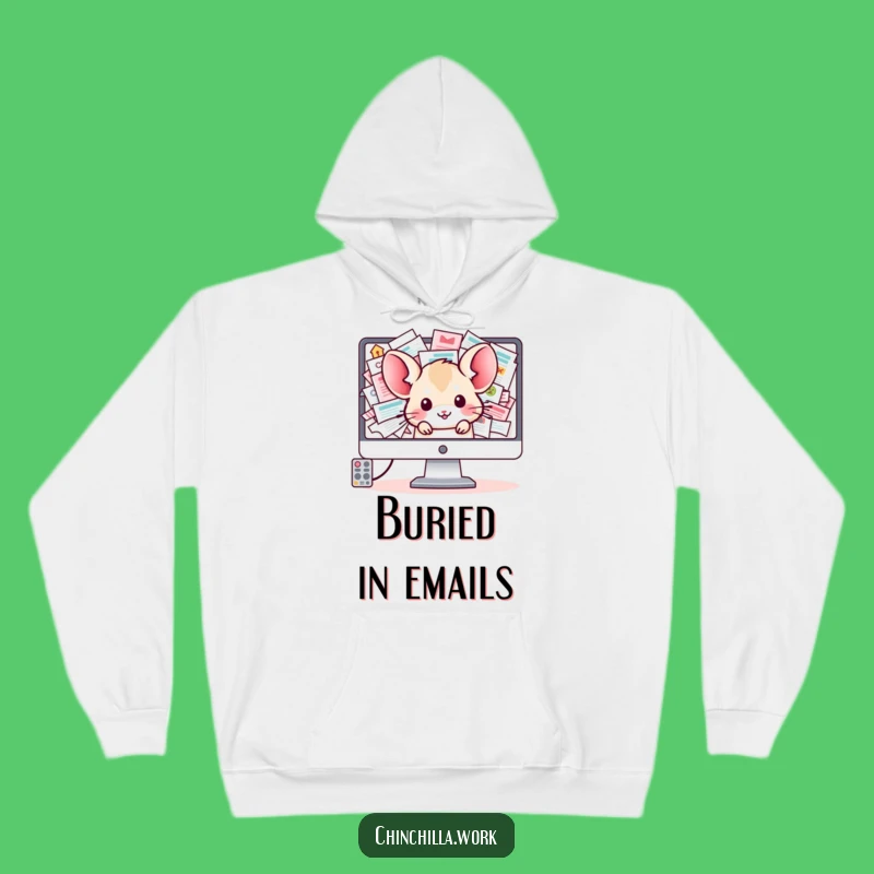 Funny Chinchilla Hoodie: Cozy Office Escape, Overflowing Inbox Design, Perfect Gift