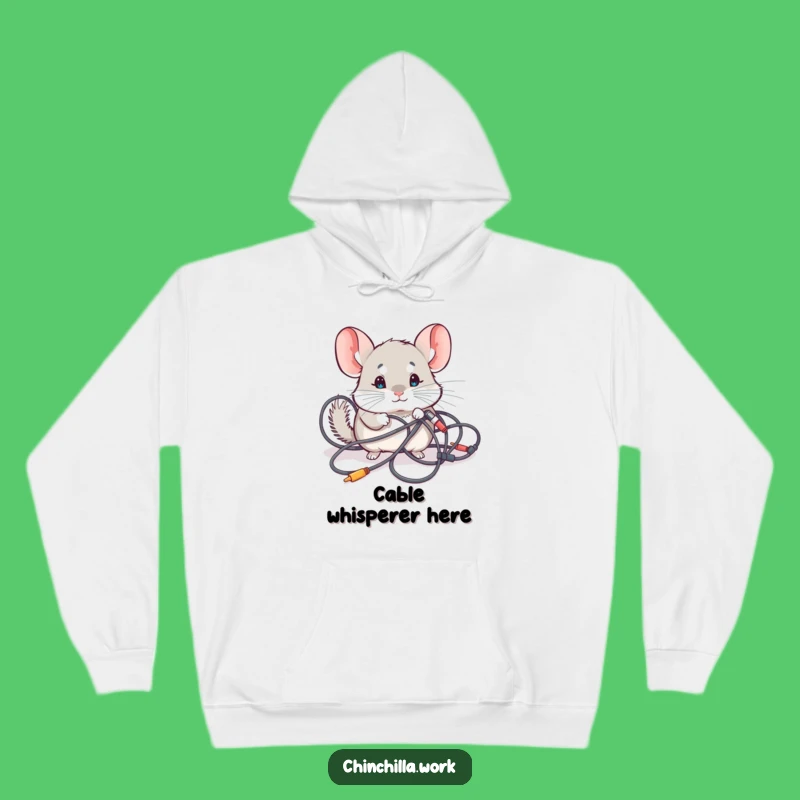 Funny Chinchilla Hoodie: Kawaii Office Vibes, Tangled Cable Comfort