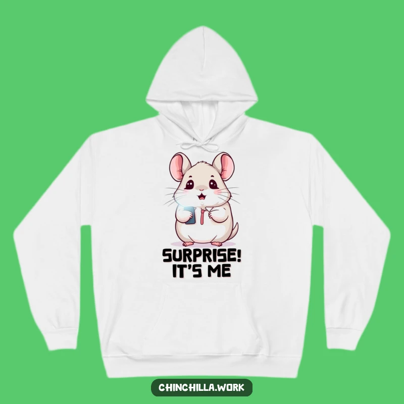 Cozy Funny Kawaii Office Chinchilla Hoodie: Surprised by Light, Warm & Humorous Gift