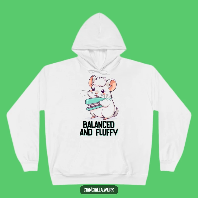 Funny Chinchilla Stapler Head Hoodie - Cozy Office Balance Gift
