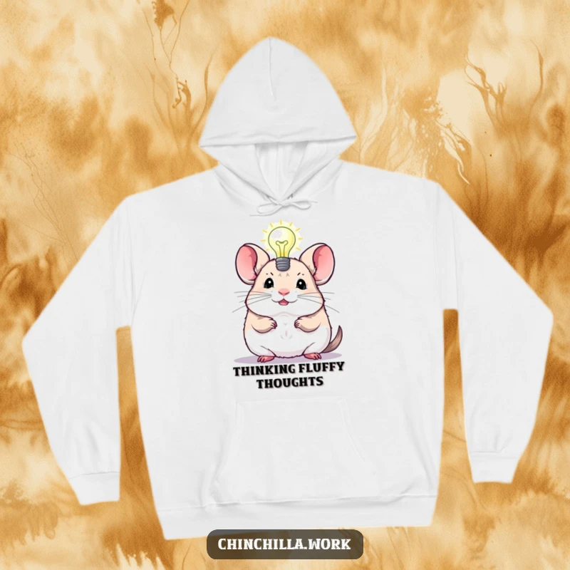 Funny Chinchilla Hoodie with a bright lightbulb, symbolizing innovation and smarts, perfect for cozy, humorous wear.