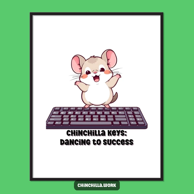Free Printable Kawaii Chinchilla Art: Keyboard Dance for Funny Downloadable Office Decor