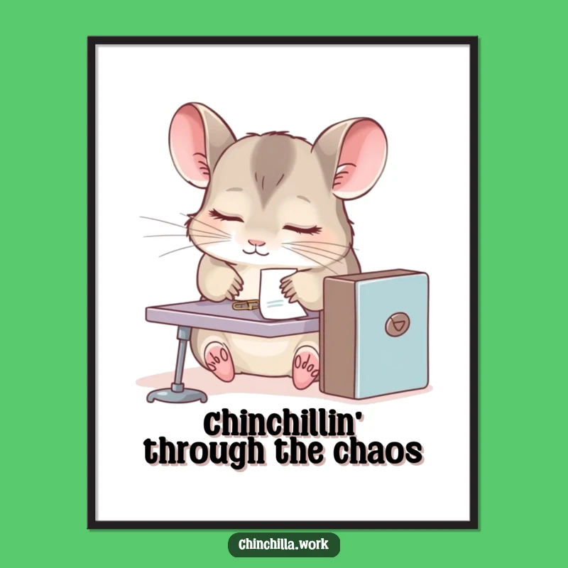 Free Printable Funny Chinchilla Wall Art: Sleepy Desk Buddy Downloadable Decor