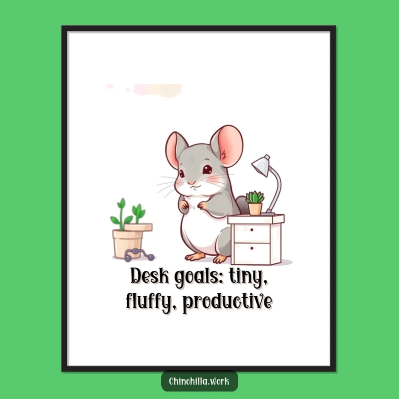 Free Printable Hoppy Chinchilla Wall Art: Joyful Desk Decor Downloadable Art