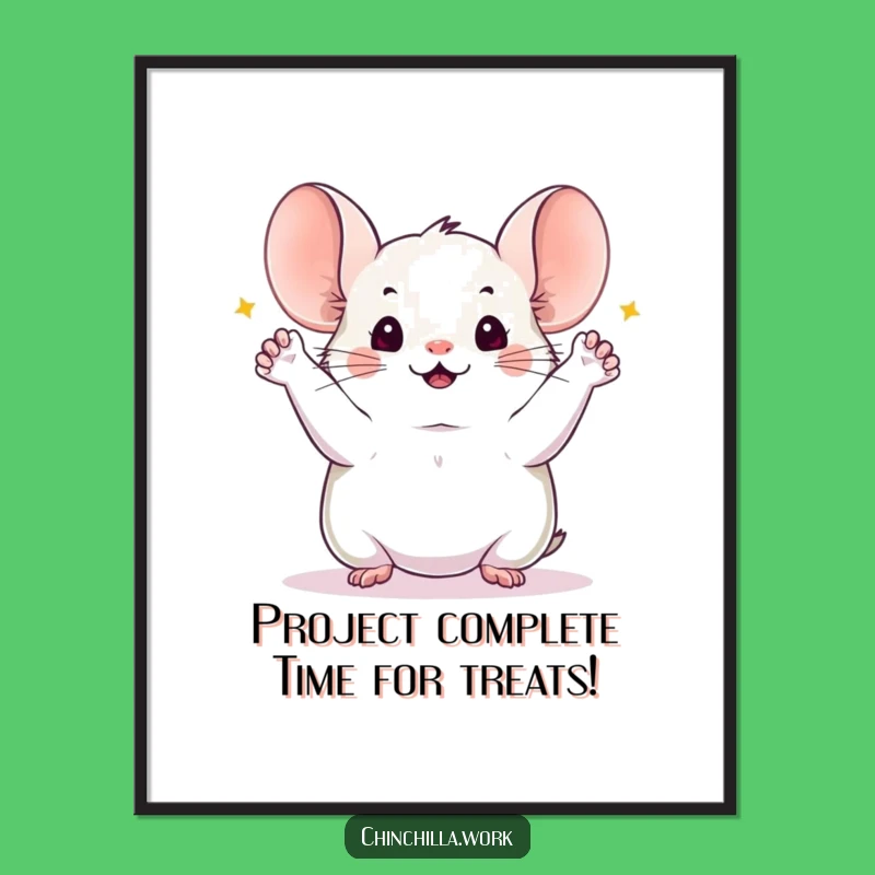 Free Printable Chinchilla Wall Art: Paws Up Celebration, Funny Downloadable Art