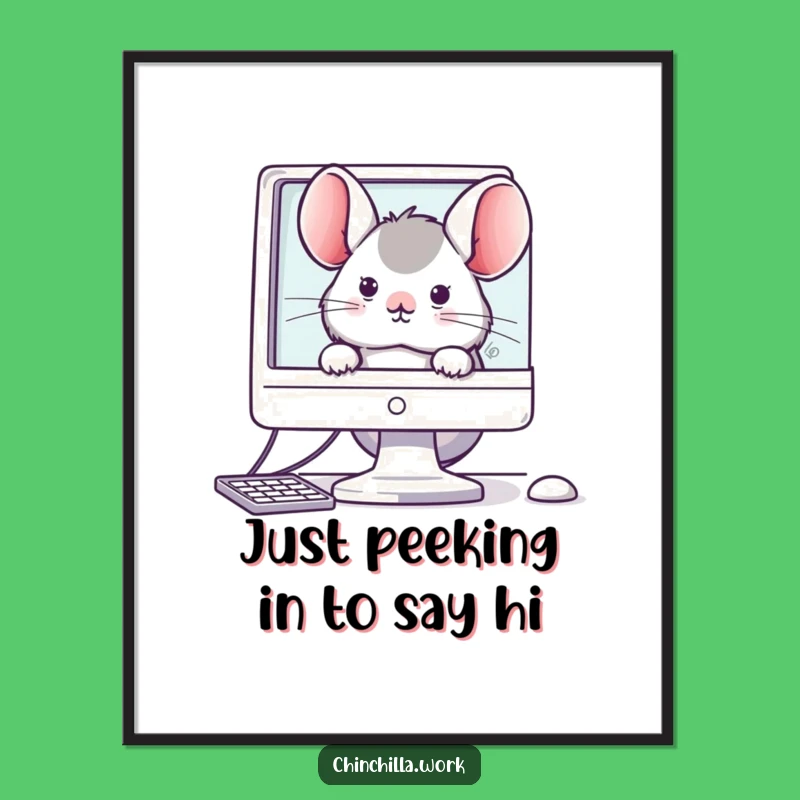 Free Printable Wall Art: Chinchilla Monitor Peek - Funny Decor