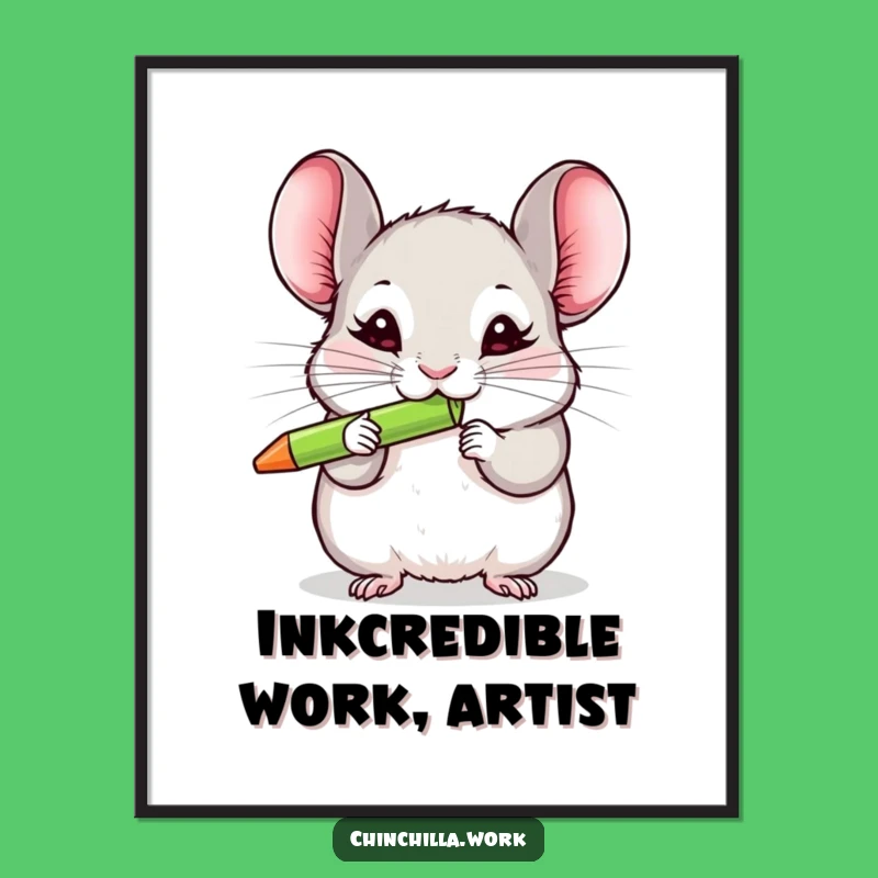 Free Printable Wall Art: Funny Chinchilla Pen Chewer, Hilarious Downloadable Home Decor