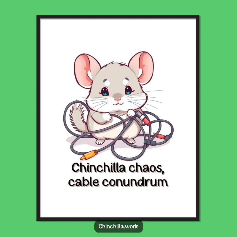 Free Printable Wall Art: Tech Chinchilla, Whimsical Funny Downloadable Art