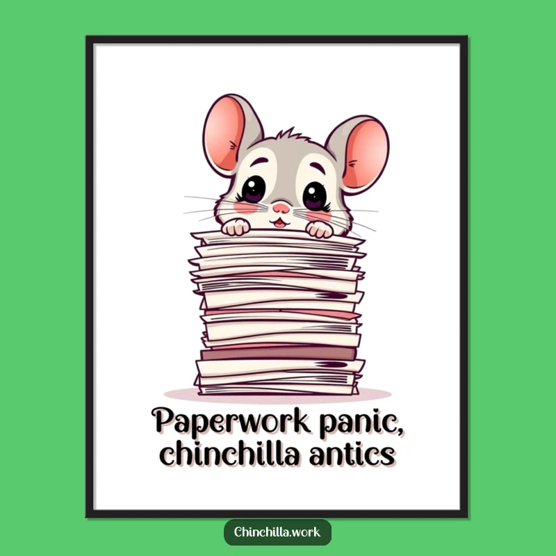 Funny Free Printable Wall Art: Baffled Chinchilla Paper Stack Downloadable Decor