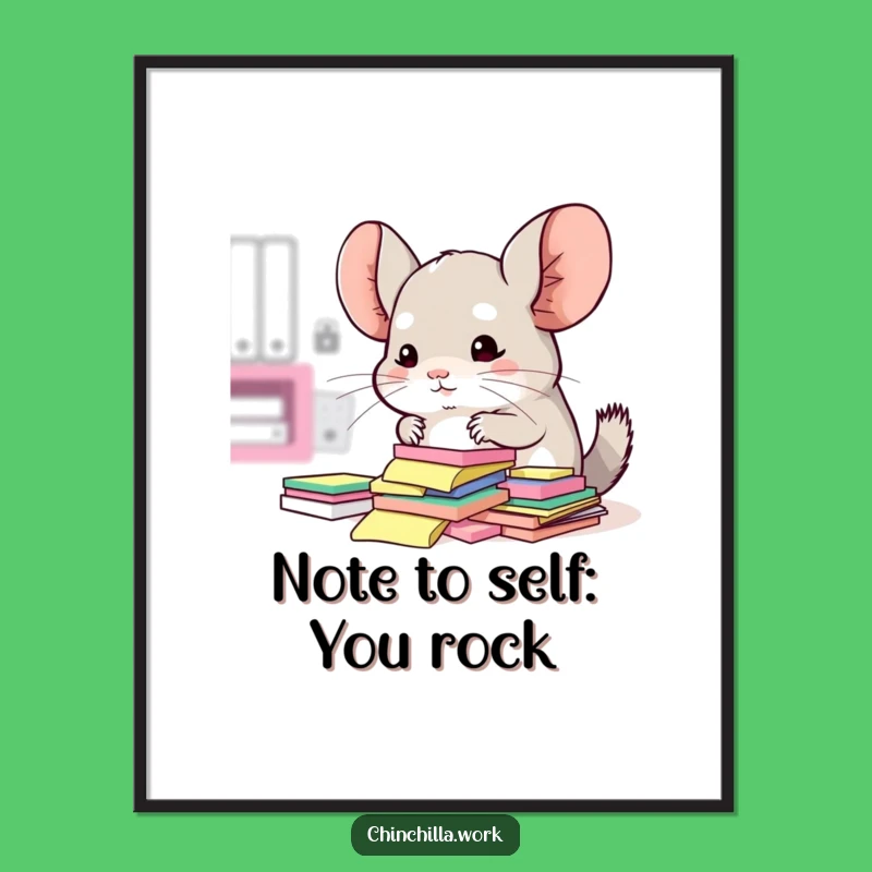 Free Printable Wall Art: Chinchilla Sticky Note Organizer Funny Downloadable Decor