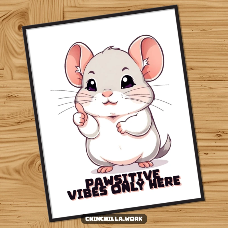 Funny Free Printable Wall Art: a chinchilla gives a determined thumbs up with its paw, symbolizing success.