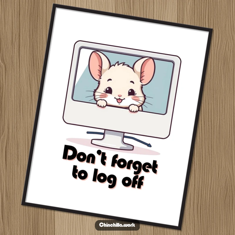 Funny Free Printable Wall Art: A chinchilla smiling as it peeks from behind a computer monitor, adding fun downloadable art.