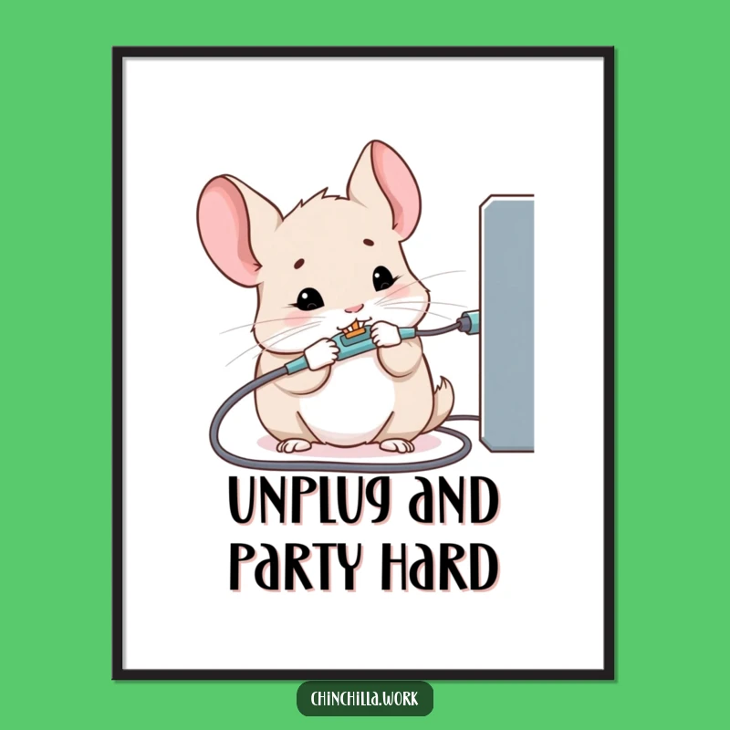 Free Printable Wall Art: Chinchilla Cable Chaos Funny Downloadable Home Decor