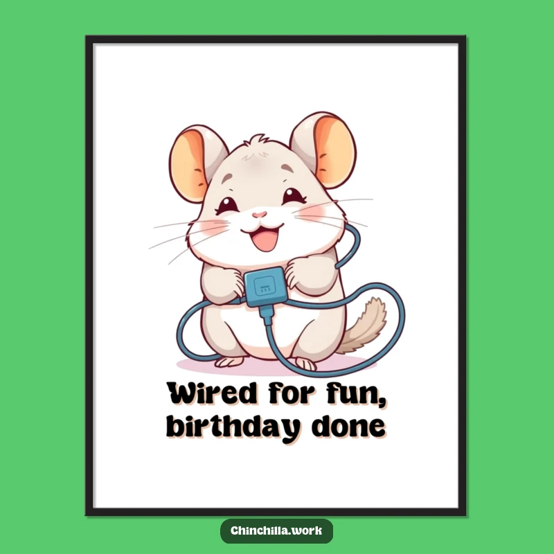 Free Printable Wall Art: Tangled Chinchilla, Funny Downloadable Tech Gadget Art