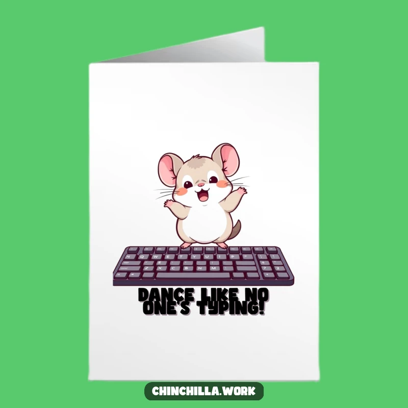 Free Printable Chinchilla Keyboard Dance Birthday Card: Kawaii Office Fun Downloadable Gift