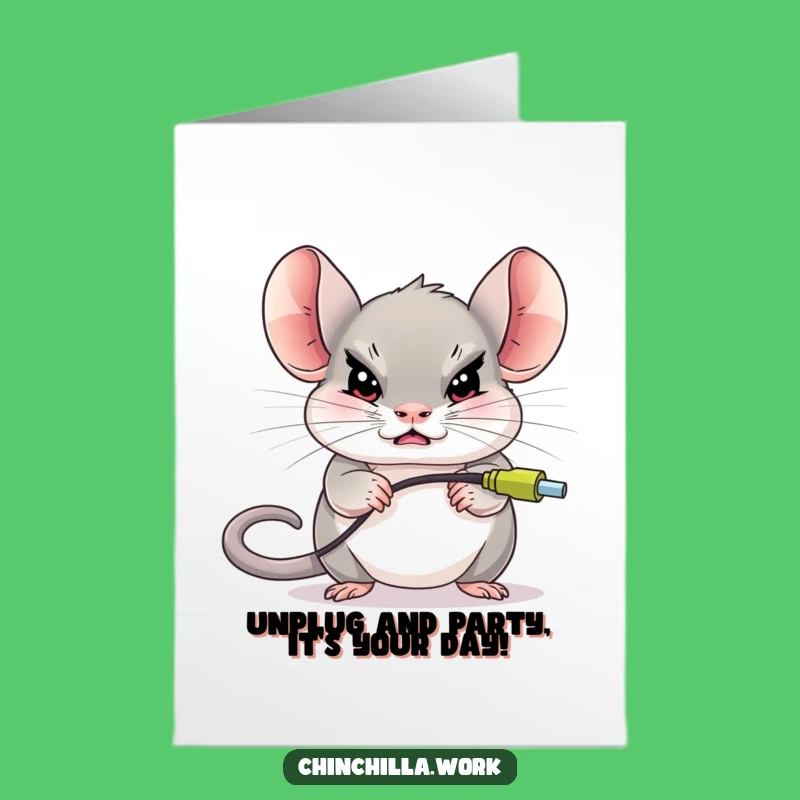 Free Printable Birthday Card: Chinchilla vs Giant Mouse - Hilarious Downloadable Celebration!