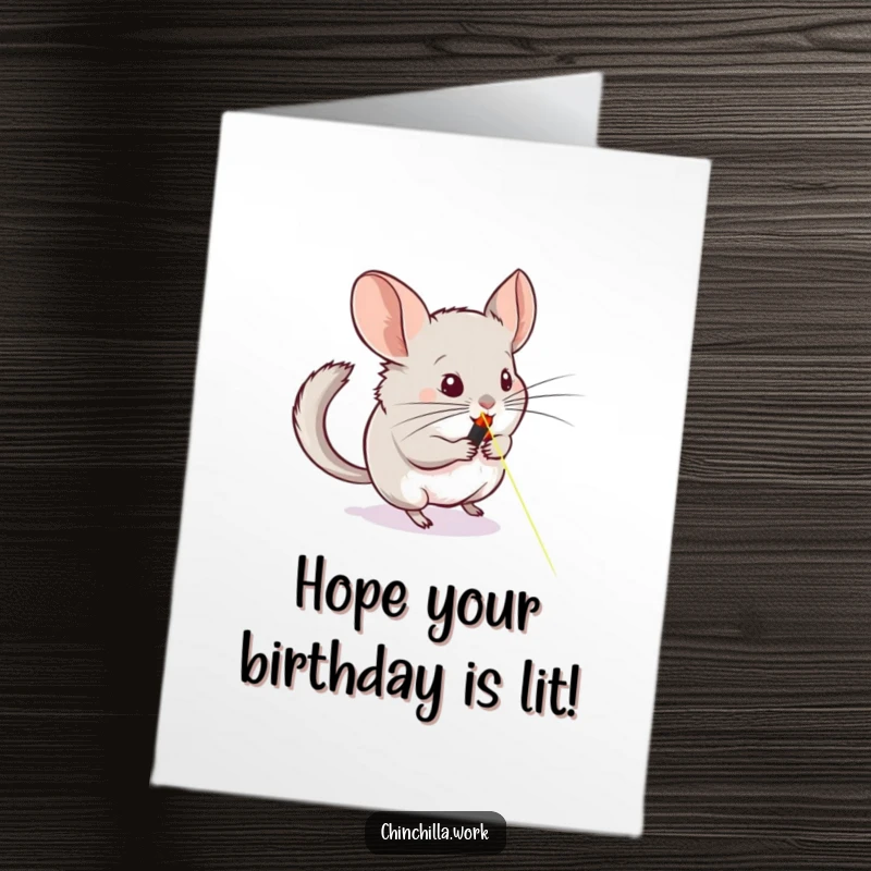 Funny Free Printable Chinchilla Birthday Card: A chinchilla frantically chases a red laser dot across a whiteboard, pure chaos.