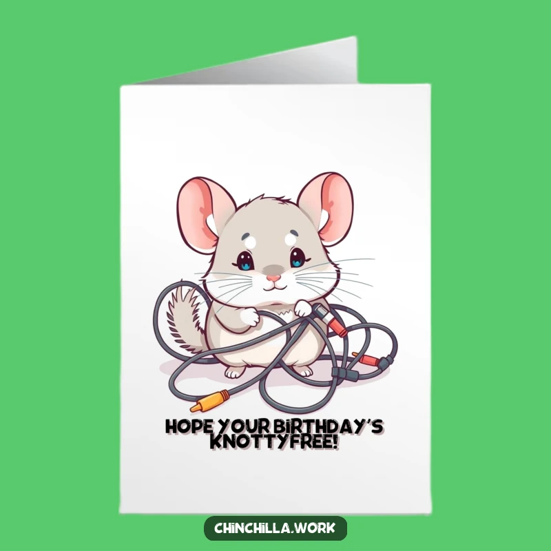 Free Printable Birthday Card: Tech Chinchilla, Quirky Funny Downloadable Gift