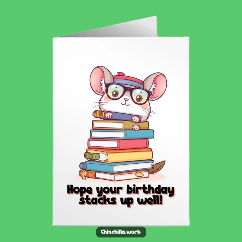 Free Printable Birthday Card: Office Supplies Chinchilla Funny Downloadable Greeting