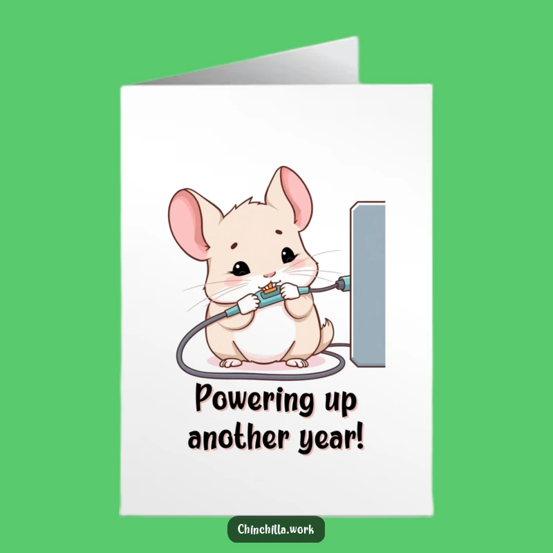 Free Printable Birthday Card: Chinchilla Cable Chaos Funny Downloadable Gift