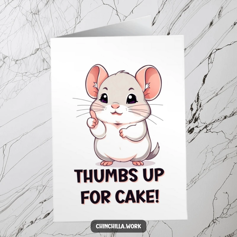 Funny Free Printable Birthday Card: a chinchilla gives a determined thumbs up with its little paw, positive vibes.