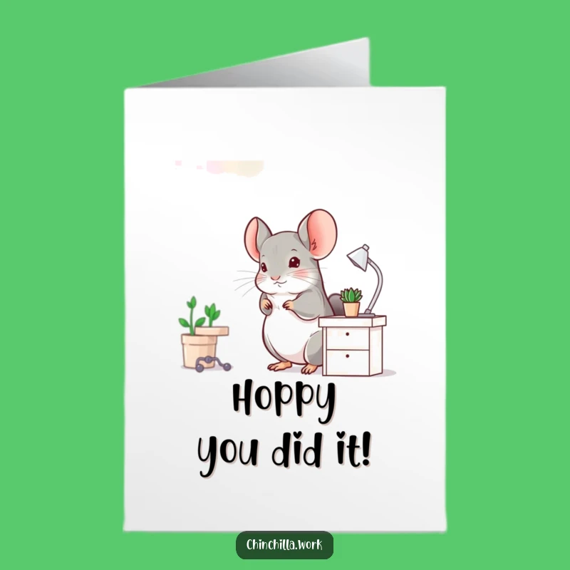 Free Printable Hoppy Chinchilla Congrats Card: Desk Joy Surprise Downloadable Gift