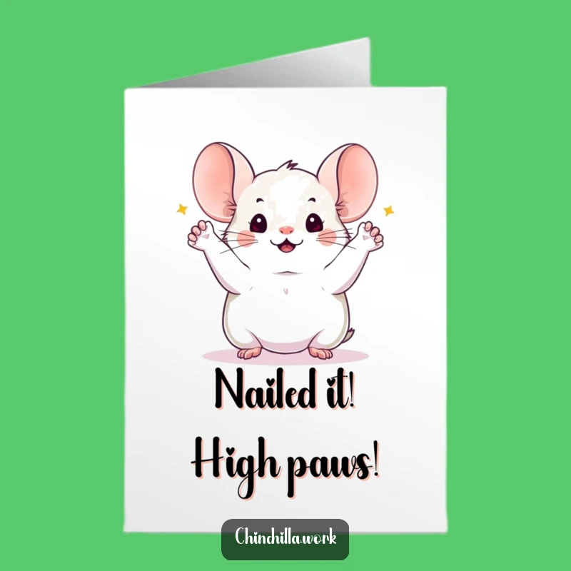 Free Printable Chinchilla Congrats Card: Paws Up Victory, Funny Downloadable Gift