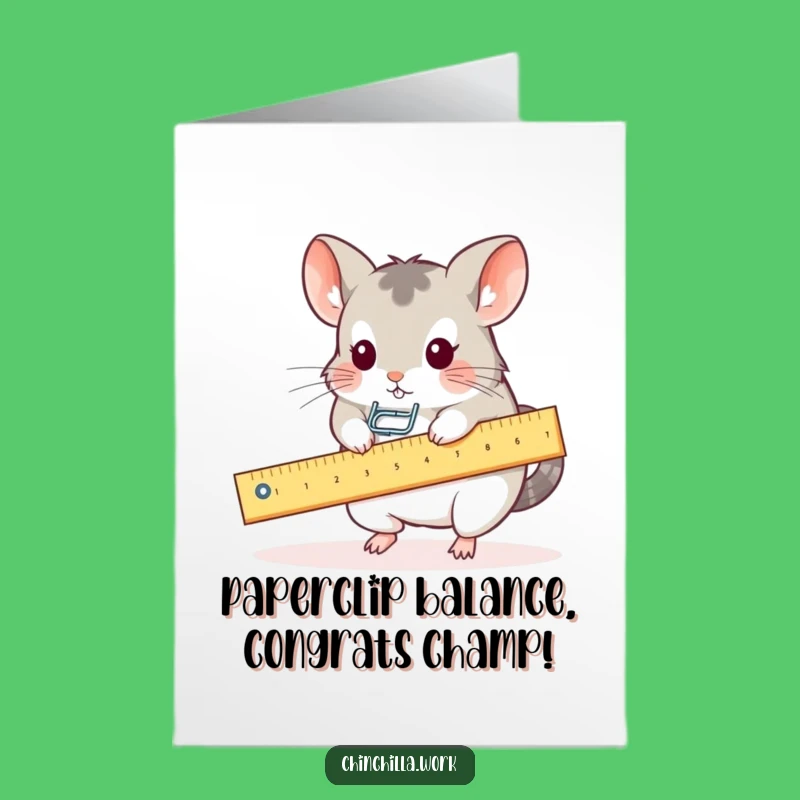 Free Printable Chinchilla Congrats Card: Kawaii Office Celebration for a Funny Downloadable Gift