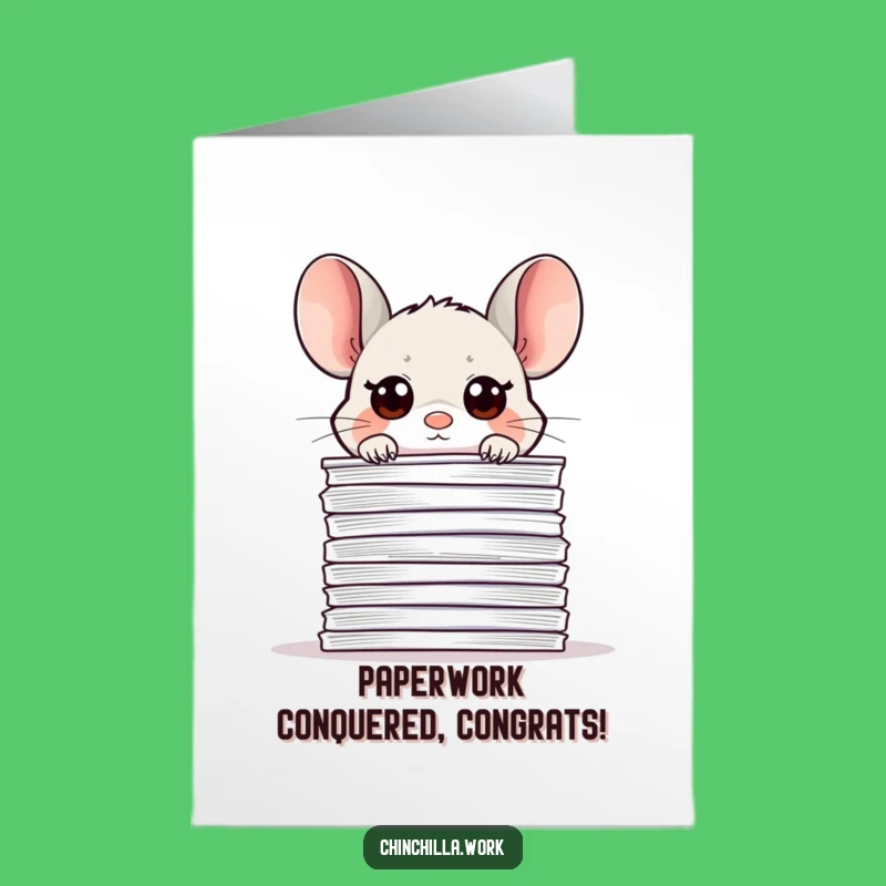 Free Printable Congrats Card: Kawaii Office Chinchilla, Funny Downloadable Gift