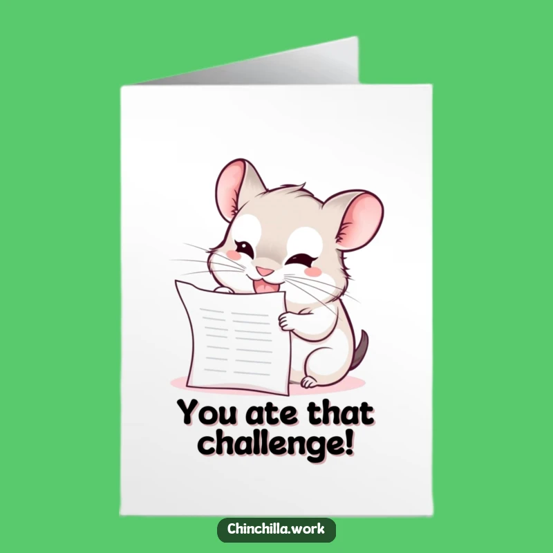 Free Printable Congrats Card: Chinchilla Eating Report Funny Downloadable Gift