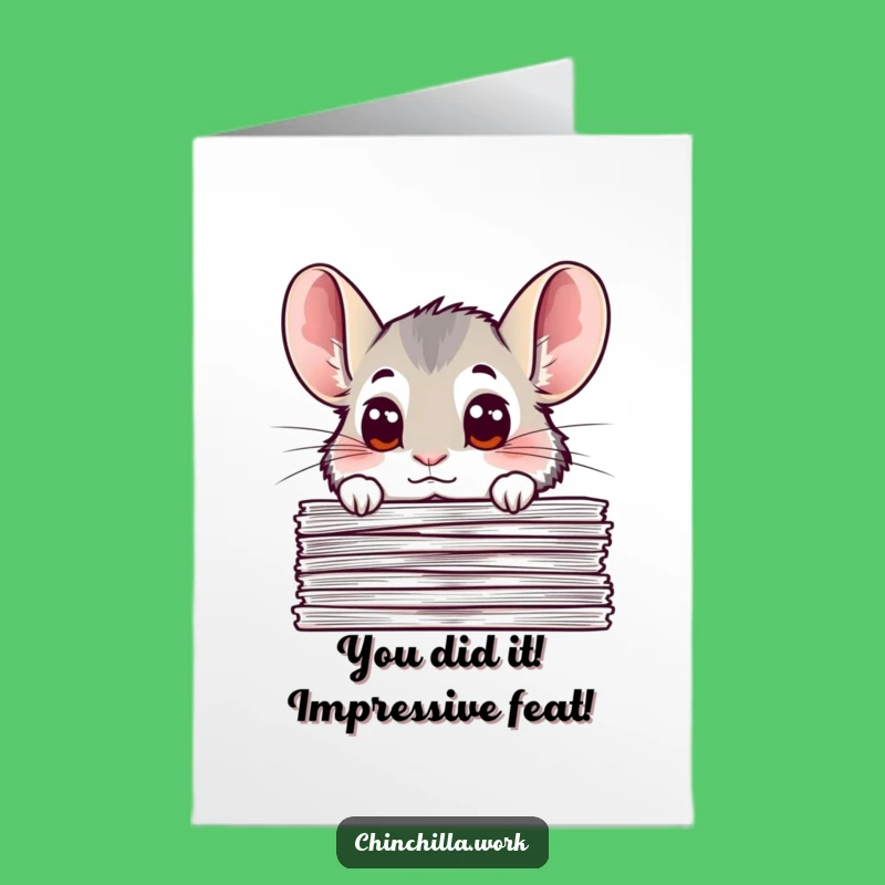 Free Printable Chinchilla Congrats Card: Peeking Over Success, Funny Downloadable Gift
