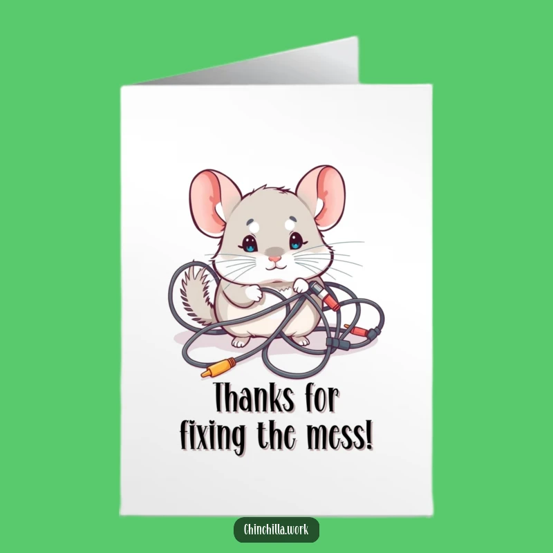 Free Printable Thank You Card: Cable Chinchilla, Quirky Funny Downloadable Gift