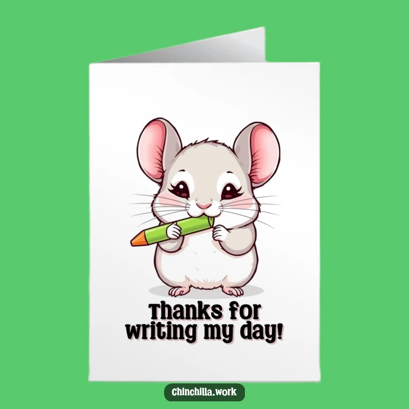 Free Printable Thank You Card: Witty Chinchilla Pen Chewer, Funny Downloadable Gift