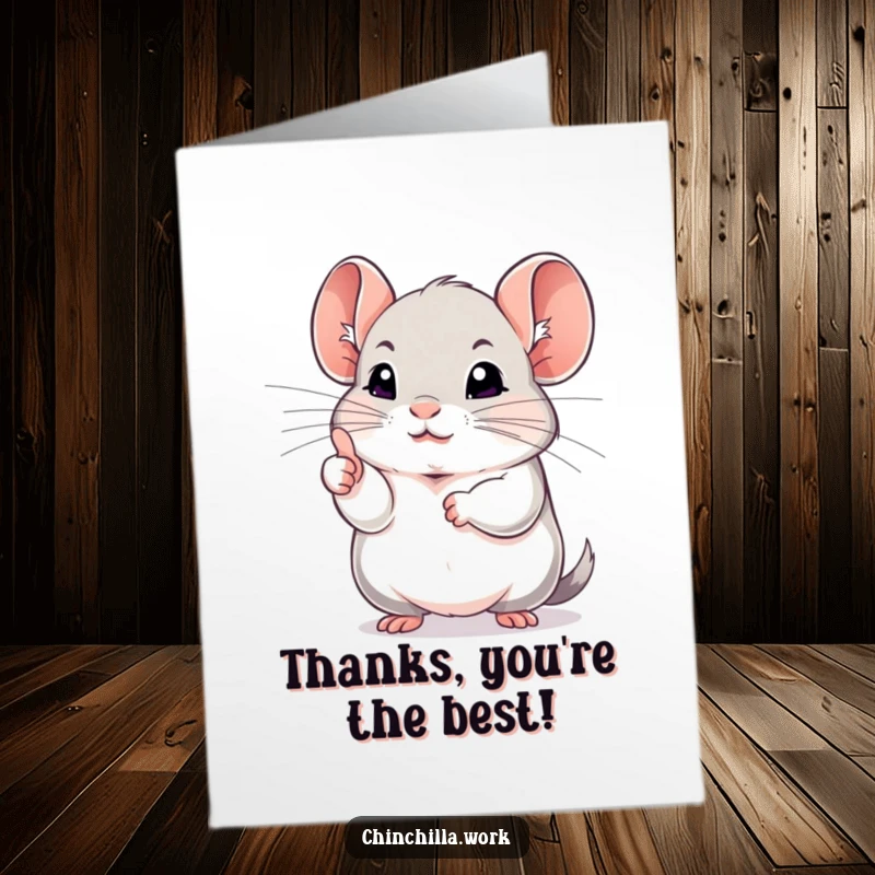 Funny Free Printable Thank You Card: a chinchilla gives a determined thumbs up with its paw, sincere thanks.