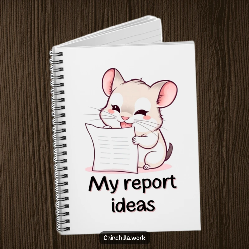 Funny Chinchilla Notebook: A kawaii office chinchilla grins mischievously while enthusiastically chewing on a blank report.