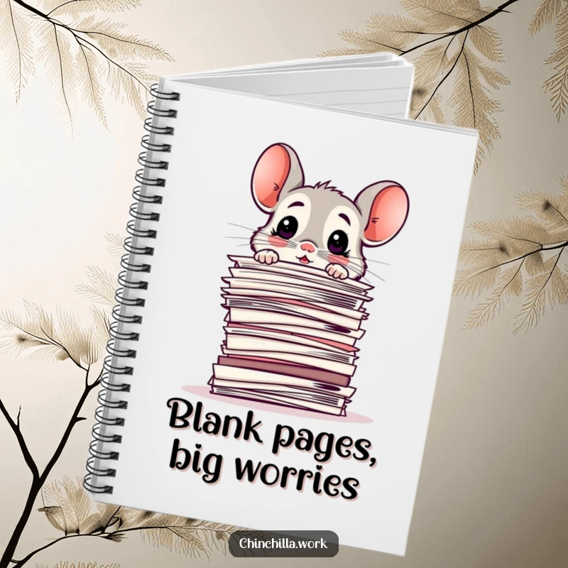 Funny Notebook: Surprised chinchilla peeking over a pile of papers, ready to capture your office thoughts and tasks.