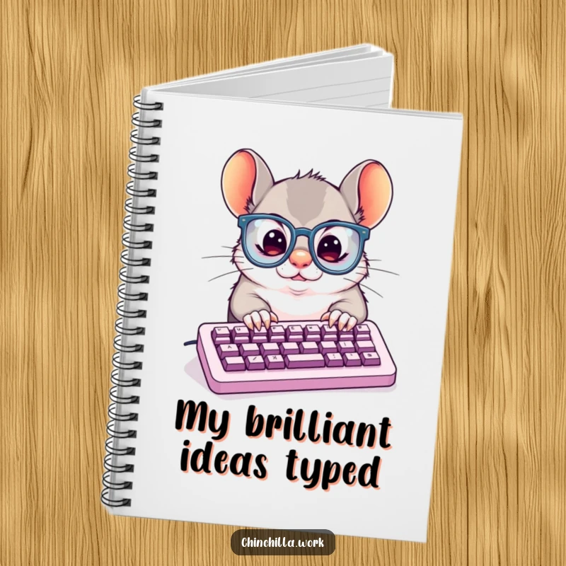 Funny Notebook: Determined chinchilla typing furiously on a small keyboard, ready to capture your ideas and to-do lists.