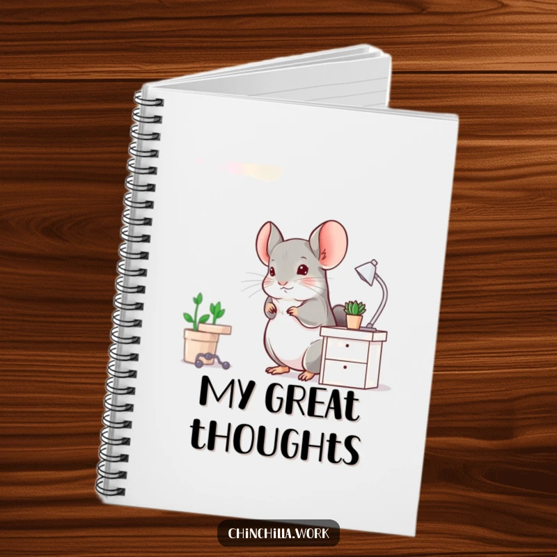 Funny Chinchilla Notebook: A chinchilla hops excitedly at a miniature desk, ready to help you capture your most energetic ideas.