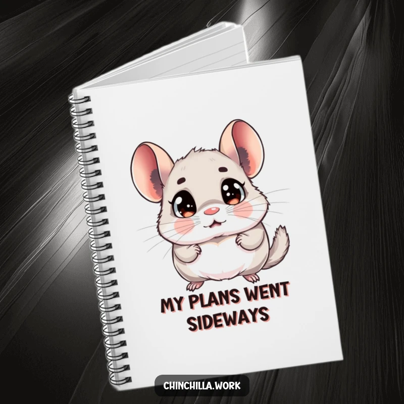 Funny chinchilla notebook cover showing a rodent with exaggerated wide eyes, comically surprised by a memo, for journaling.