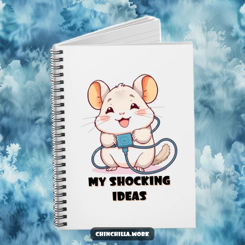 Funny Chinchilla Notebook: Chinchilla tangled in a charging cable on cover, ideal for notes and journaling, a funny gift.