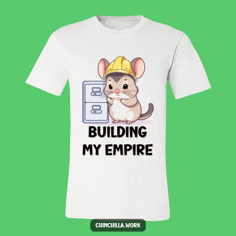 Funny Chinchilla Inspector T-Shirt: Hard Hat Rodent Inspecting Files