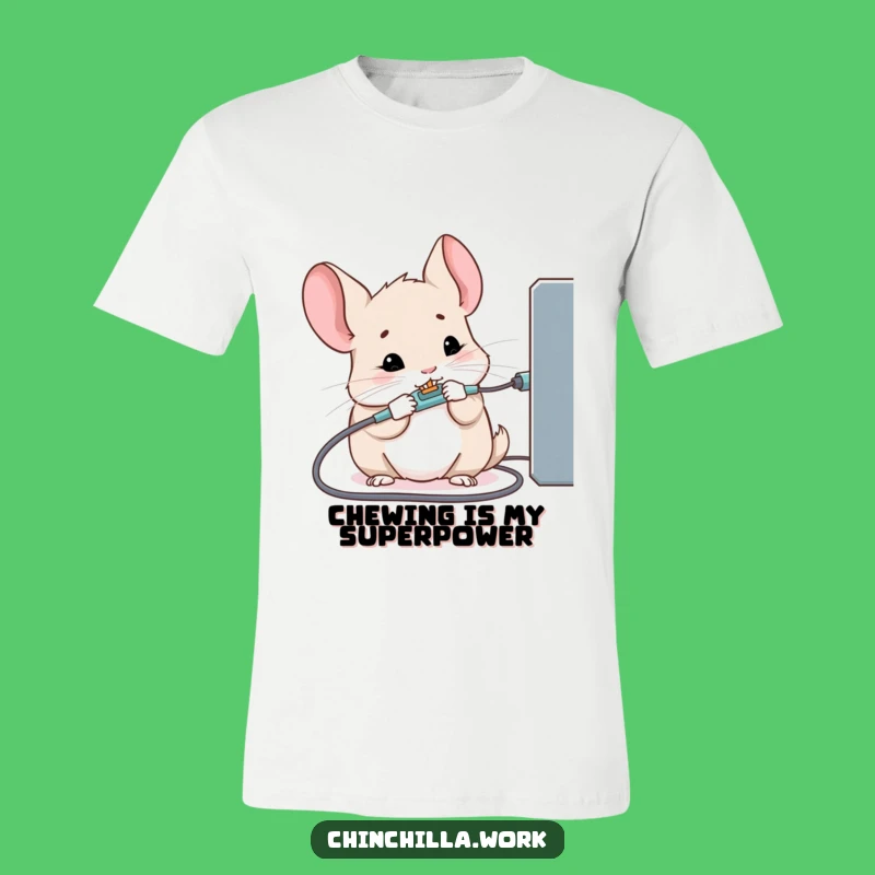 Funny Kawaii Office Chinchilla T-Shirt: Destructive Cable Chewer, Comical Office Life Gift