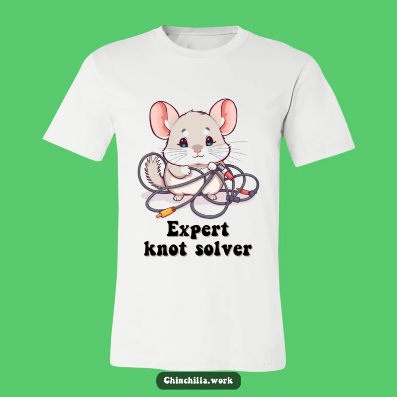 Funny Chinchilla T-Shirt: Kawaii Tech Troubles, Cable Chaos Tee