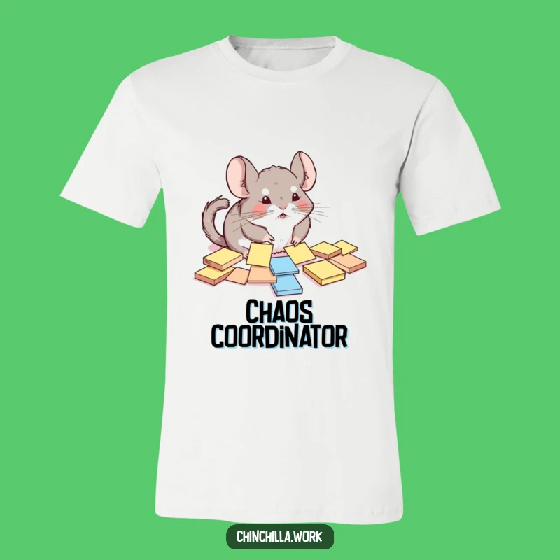 Funny Chinchilla Sticky Note T-Shirt: Comical Rodent Organization Quest