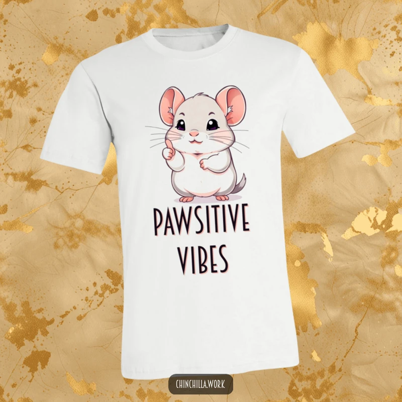 Funny chinchilla t-shirt with a rodent giving a determined thumbs up, showcasing encouragement and playful spirit.
