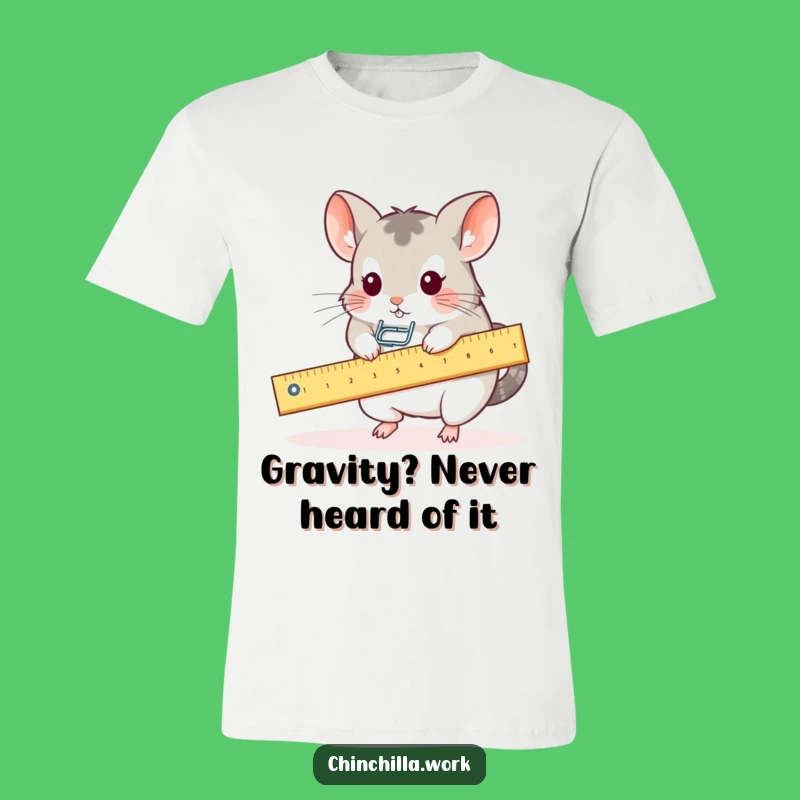 Funny Kawaii Office Chinchilla Ruler Seesaw T-Shirt: Wearable Desk Humor