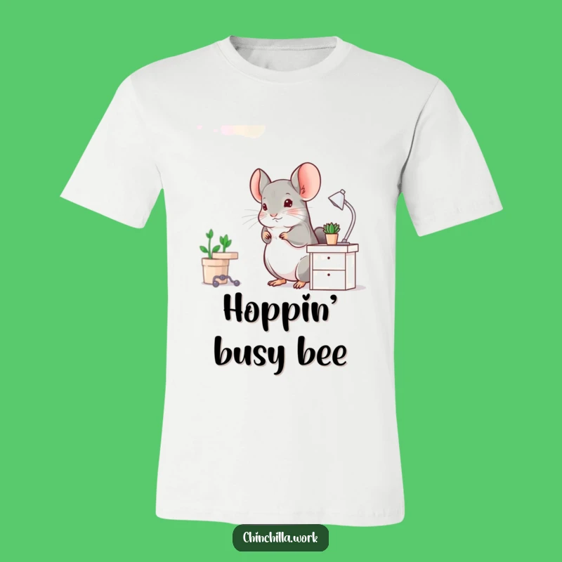 Funny Chinchilla Desk Hop Tee - Tiny Worker Playful Design Shirt Gift
