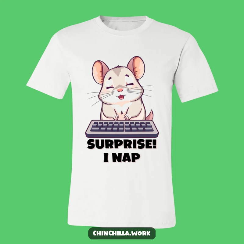 Funny Surprised Chinchilla Keyboard T-Shirt - Sleepy Gamer Tee - Funny Gift