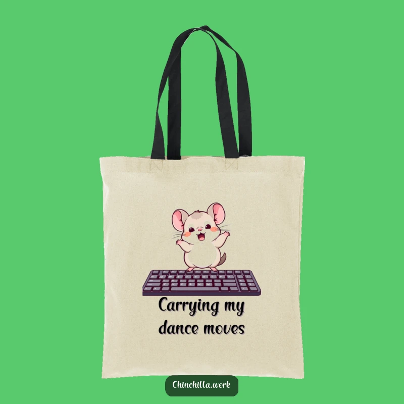 Funny Kawaii Office Chinchilla Keyboard Dance Tote Bag: Carry Your Fun