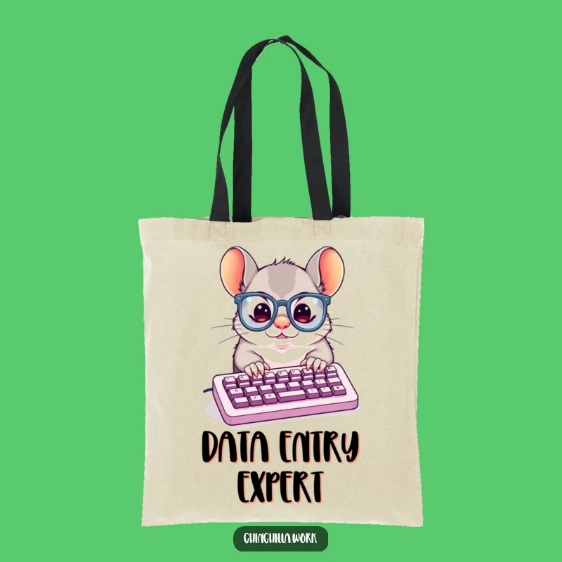 Funny Tote Bag: Chinchilla Typing Essential, Comical Gift for Organized Pros